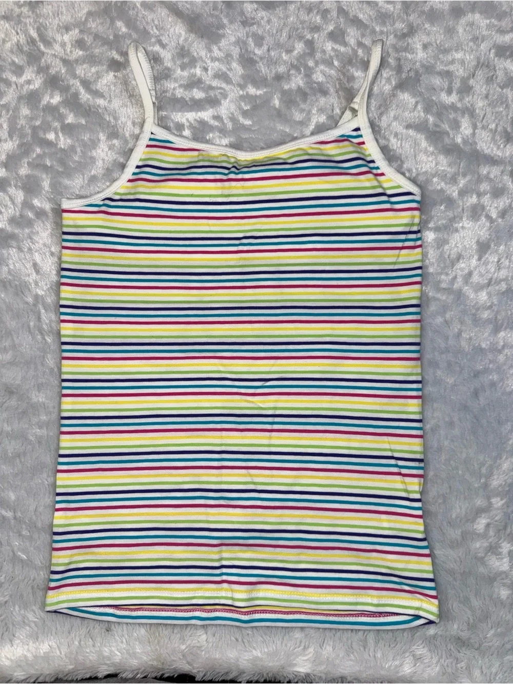 SO Girls White Rainbow Striped Tank Top